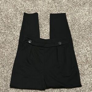 Black skinny button tapered dress pants
